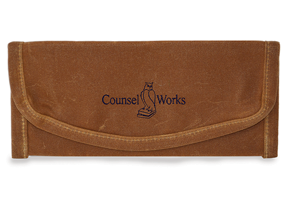 Brown leather and canvas Monogram document holder. 23 x…
